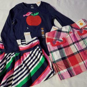 Gymboree Brightest in Class size 4 shirt plaid skort, Outlet striped skirt NWT